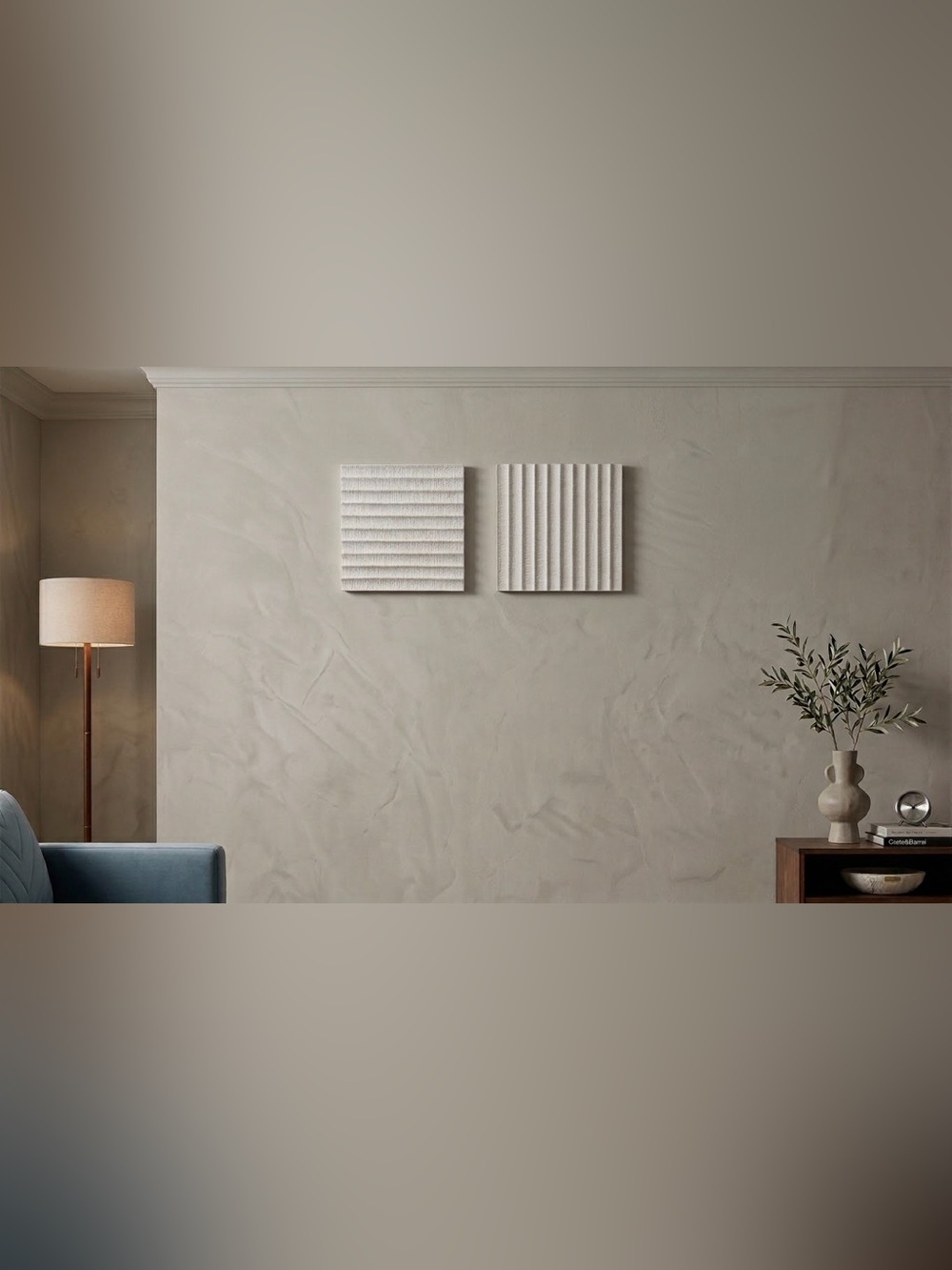 White volcanic Stone Wall Art (2 panels) crate & barrel